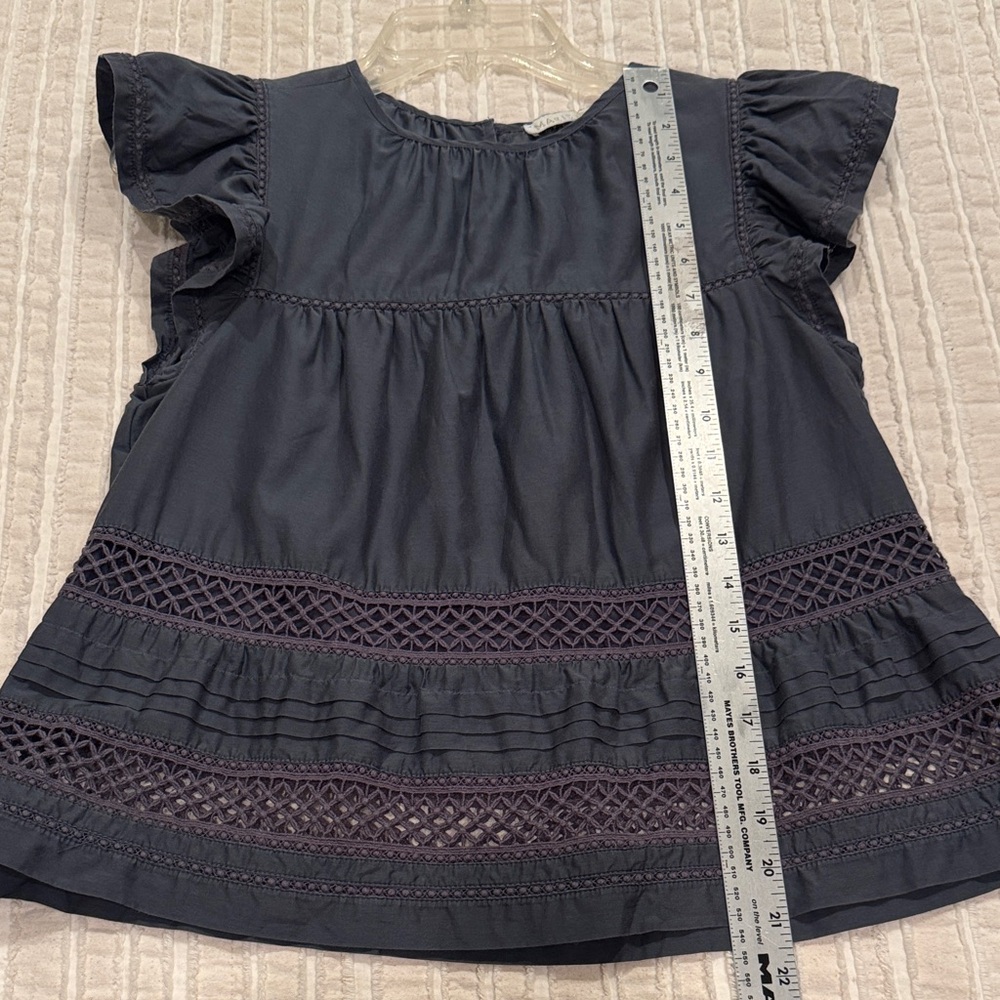 Marie Oliver Pennie‎ Charcoal Silk Cotton Crotchet Flutter Sleeve Boho - XS - Picture 16 of 16